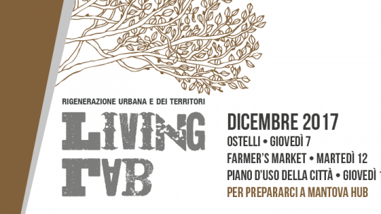 LIVING LAB: A DICEMBRE TRE INCONTRI SU OSTELLI, FARMER’S MARKET E PIANO D’USO DELLA CITTÀ PER PREPARARCI A MANTOVA HUB